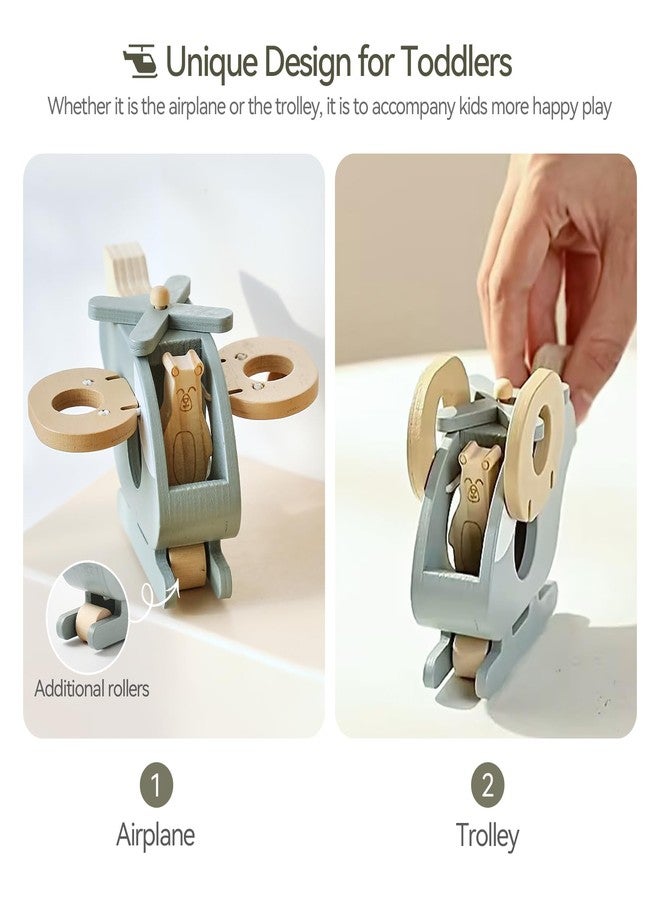 EERKEOD Wooden Airplane for Toddlers - Air Transport Vehicles Play Set, Montessori Push Toy for Babies, Children Birthday Gift - Image 5